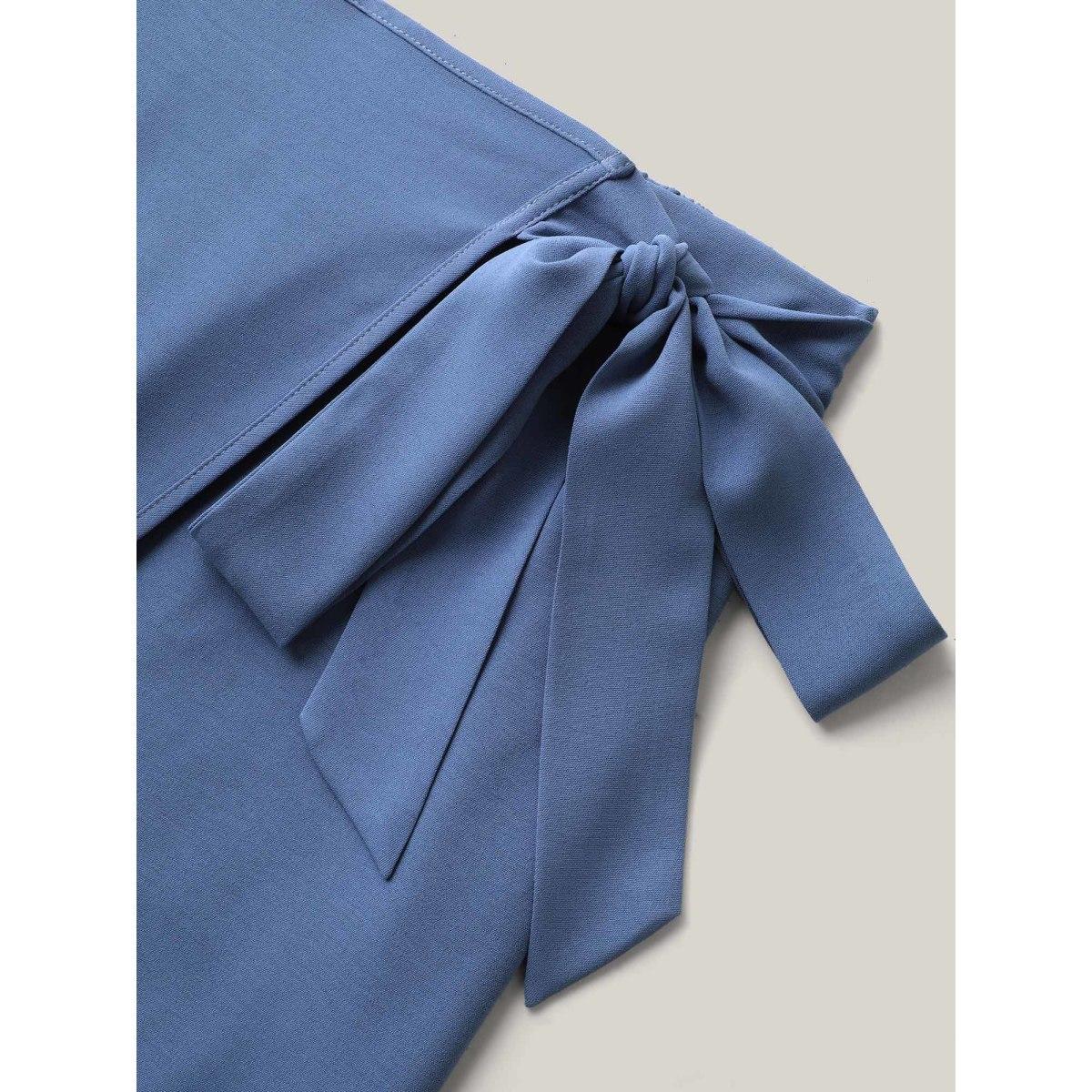 Plus Size Belted Wrap Detail Wide-Leg Pants Women Stone Romantic Wide Leg Mid Rise Elegant Pants BloomChic 26/4X Product Image