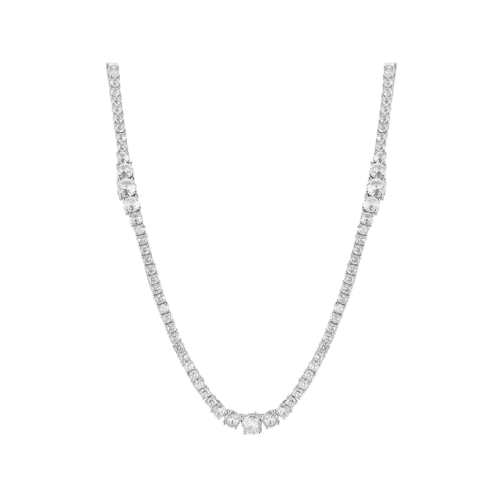 WINX 18k Gold Plated Cubic Zirconia Tri Tennis Necklace, Women's, Size: 18", Silver Tone Product Image