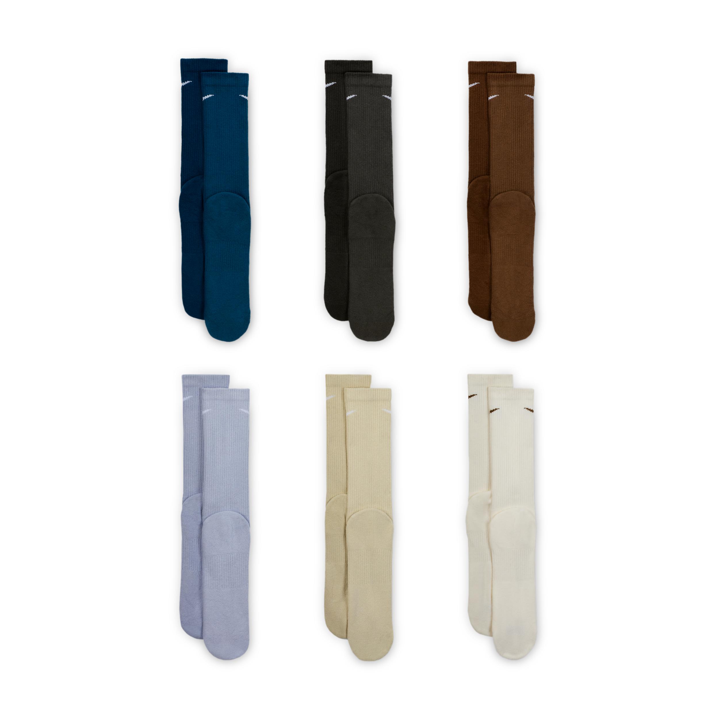 Nike Mens Everyday Plus Cushioned Training Crew Socks (6 Pairs) | SX6897-970 Product Image