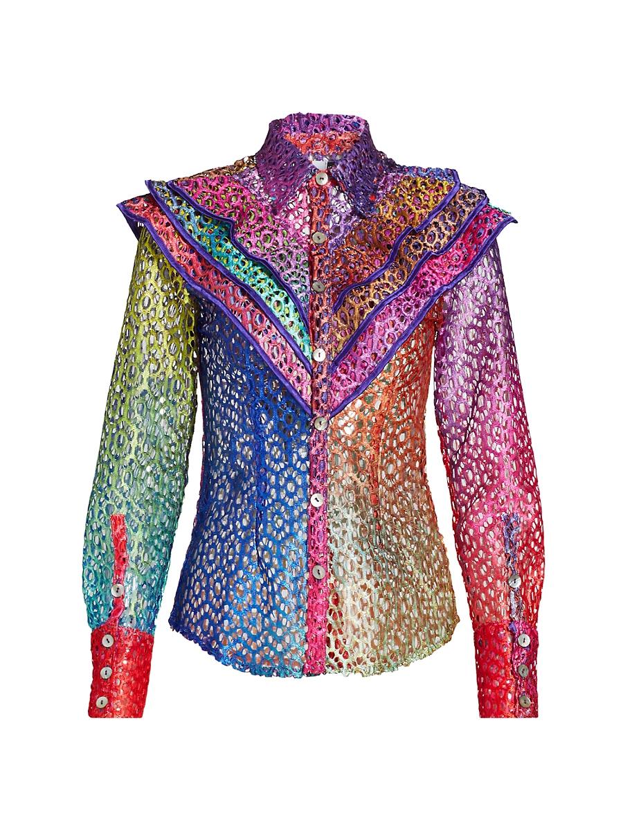 Womens Prism Tiered Shoulder-Detail Lace Blouse Product Image