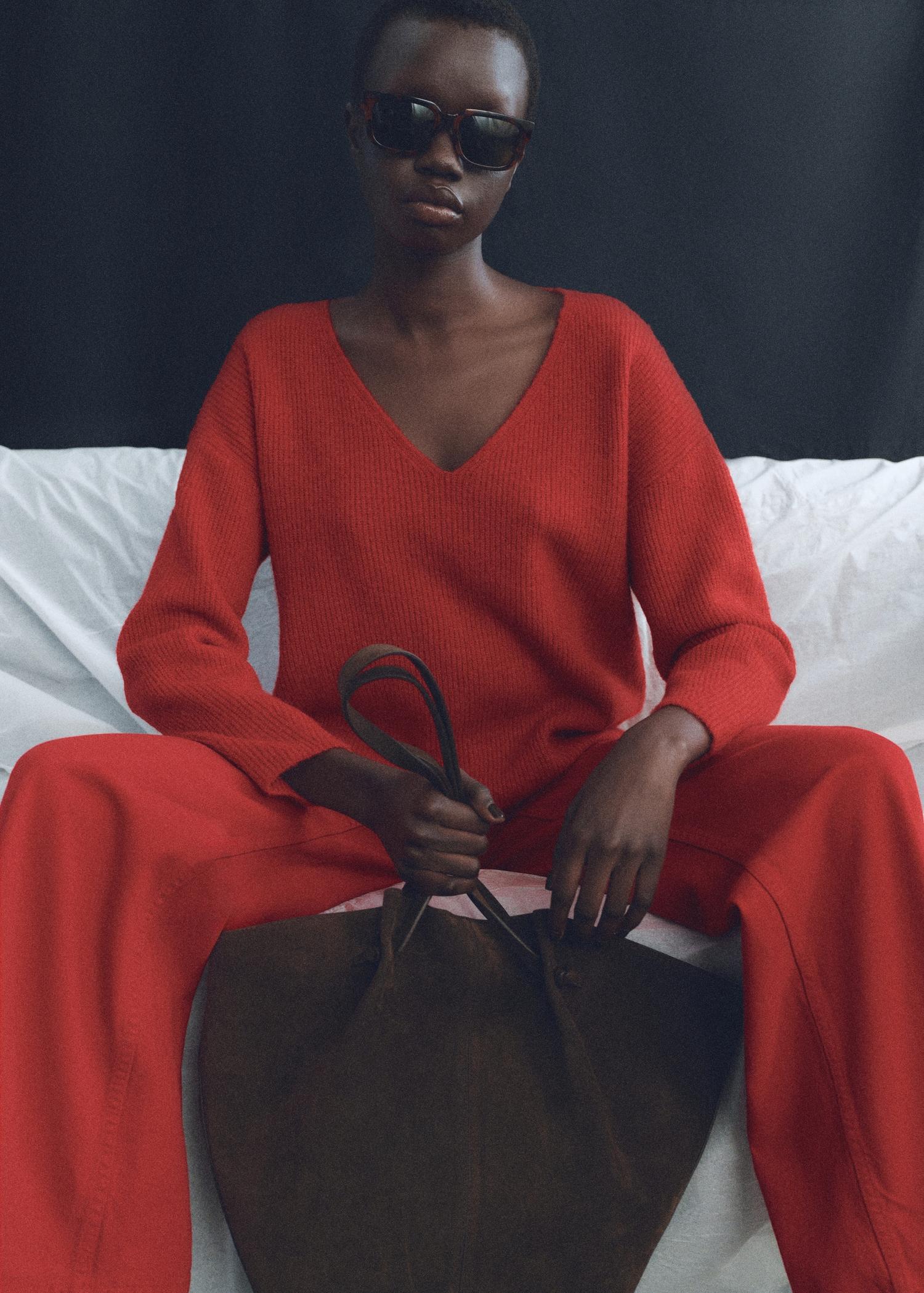 V-neck knit sweater - Women | MANGO USA Product Image