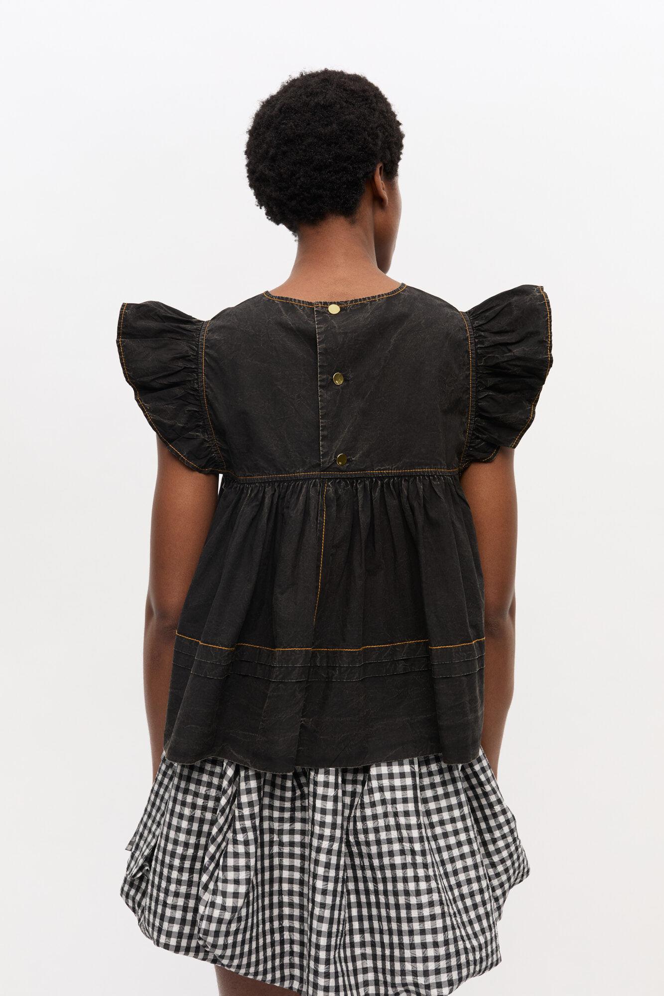 Black Washed Cotton Top Product Image