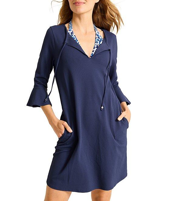 Tommy Bahama Island Cays V-Neck Flounce Sleeve Swim Cover-Up Dress Product Image