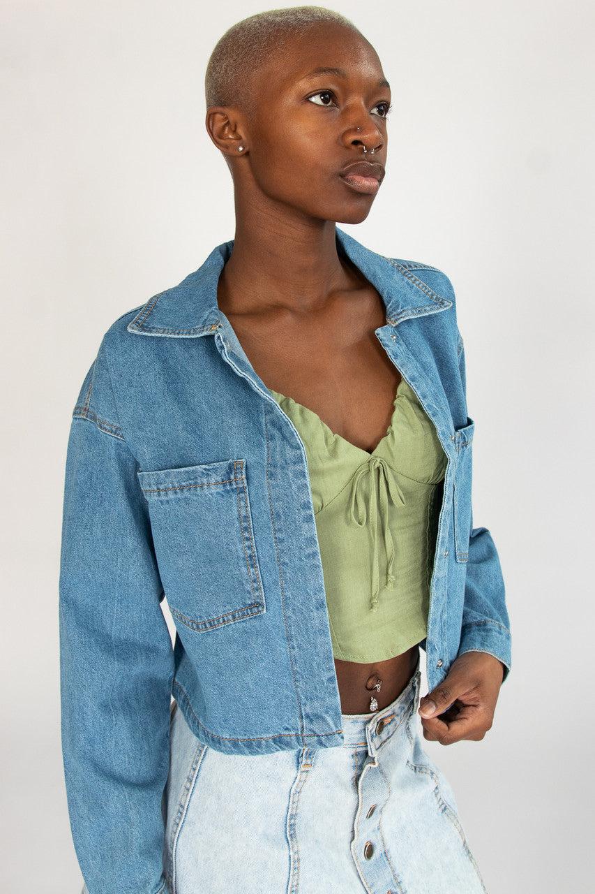 Cropped Denim Overshirt Product Image