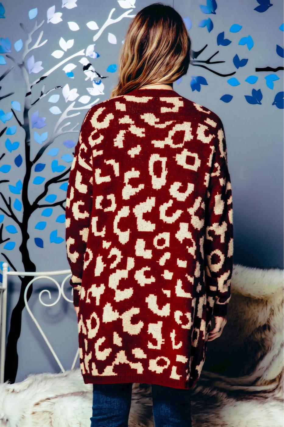 Leopard pattern long open cardigan Product Image