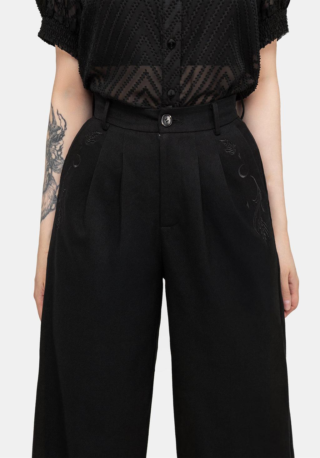 Dianne Embroidered Balloon Trousers - Black Product Image