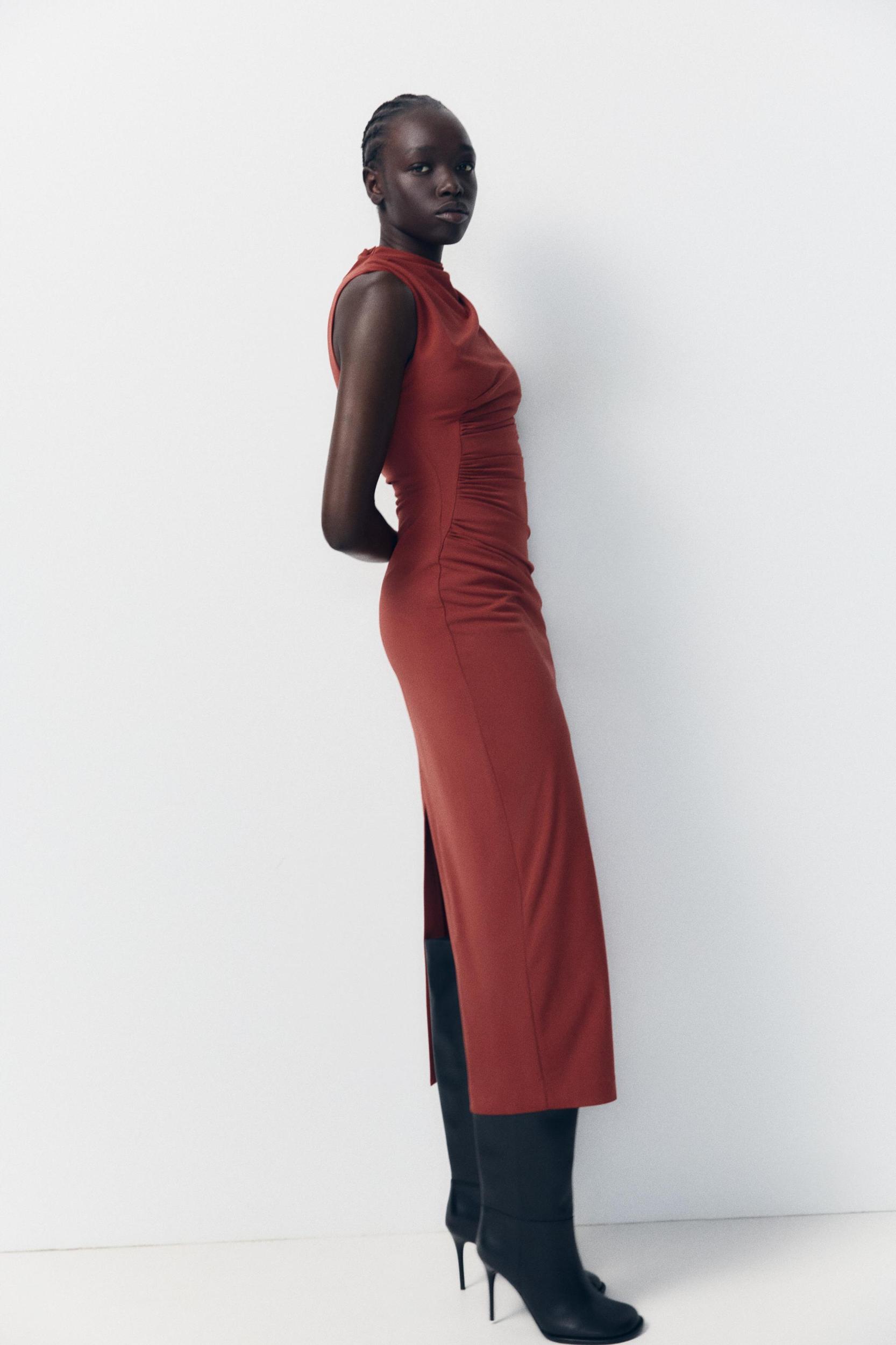DRAPED MIDI DRESS Product Image