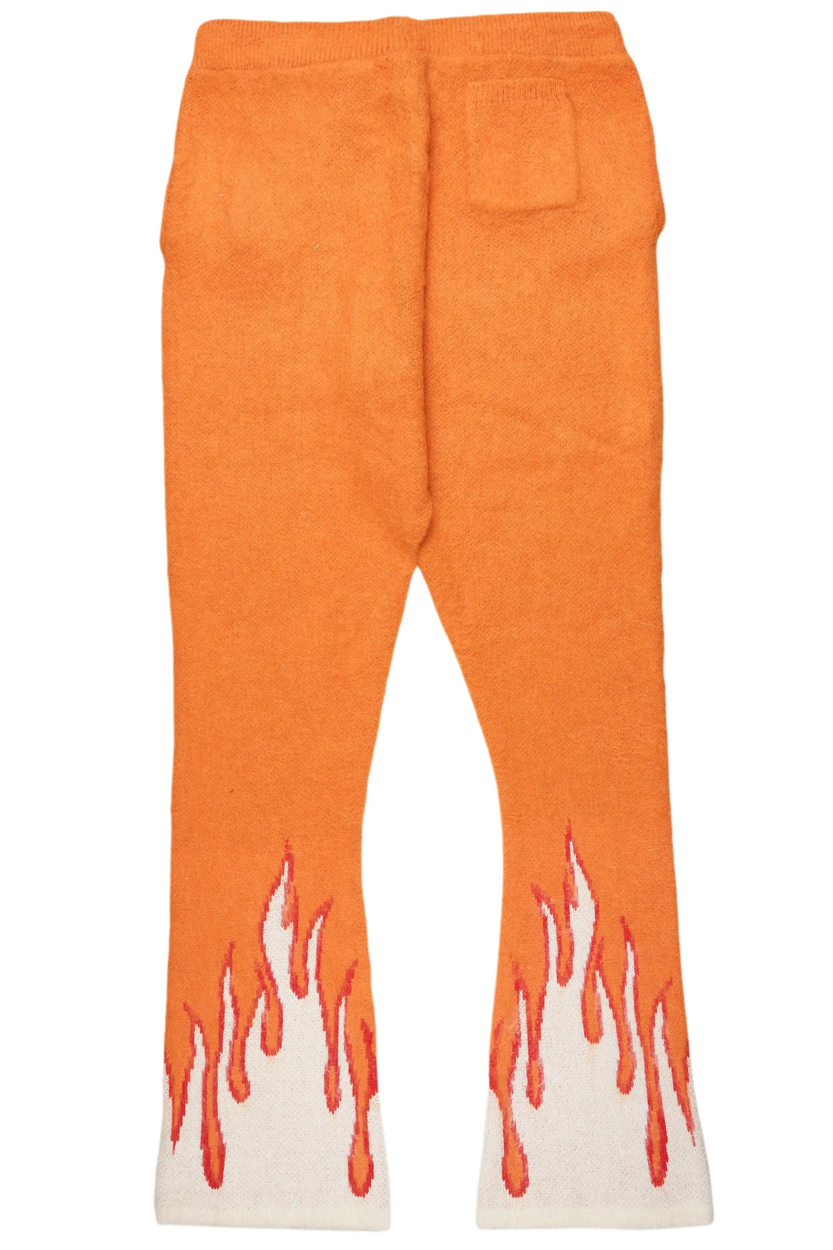 Girls Helga Orange/Cream Graphic Stacked Flare Track Pant Girls Product Image