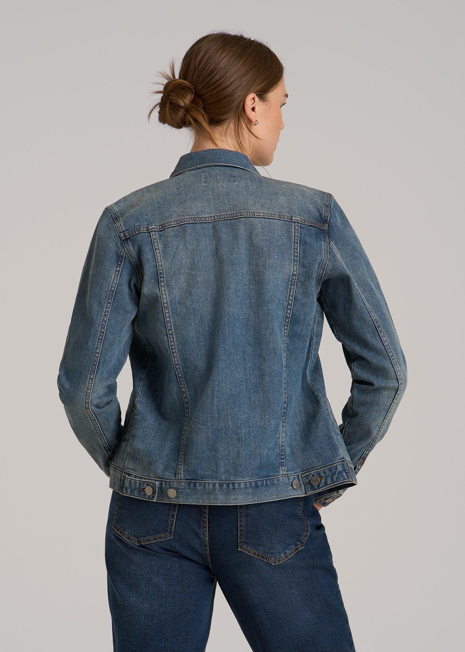 Denim Jacket for Tall Women in Vintage Medium Blue Female Product Image