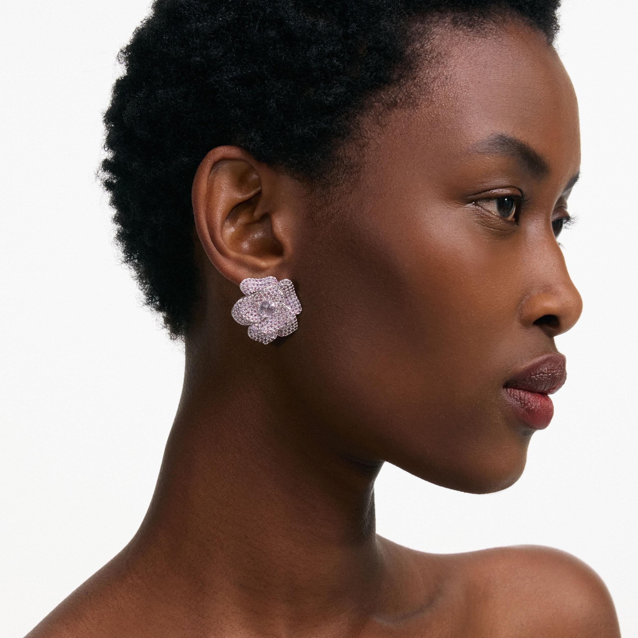 Pink Crystal Flower Earrings Product Image