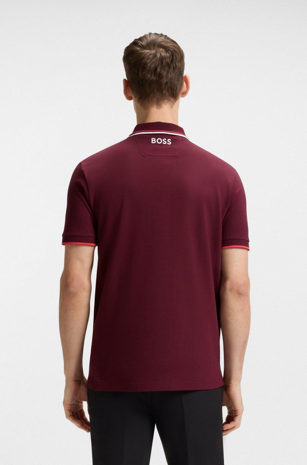 BOSS - Polo shirt with contrast logos - Red Product Image