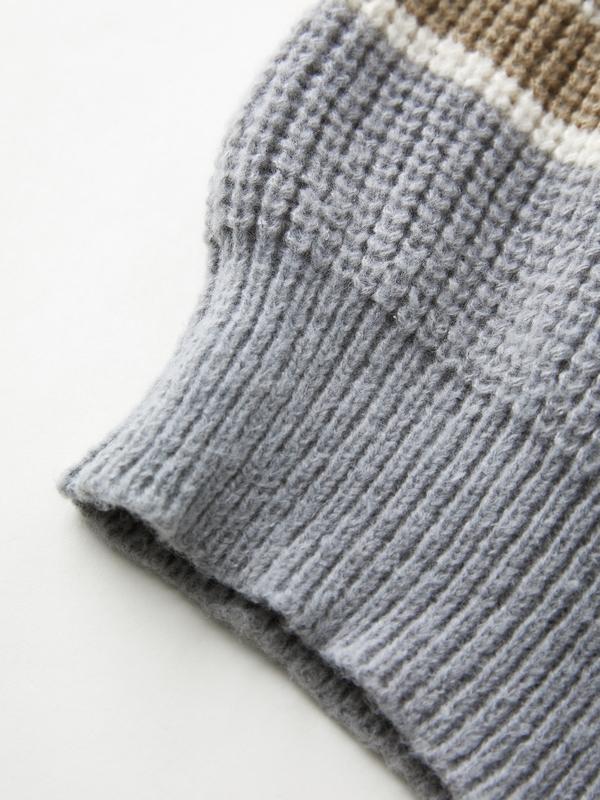 Men's Contrast Color Stripe Cozy Knit Sweatshirt Product Image