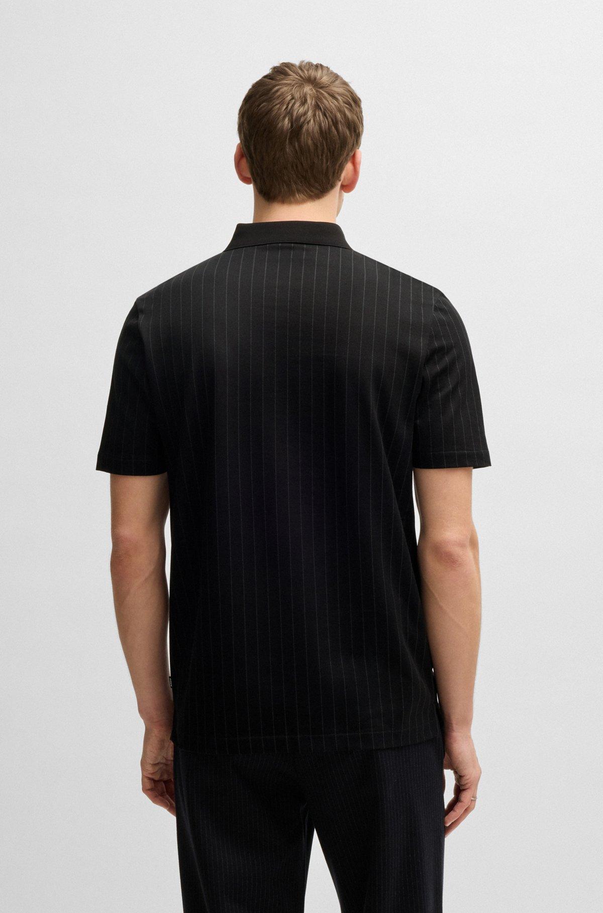 Mercerized-cotton polo shirt with mixed stripes Product Image