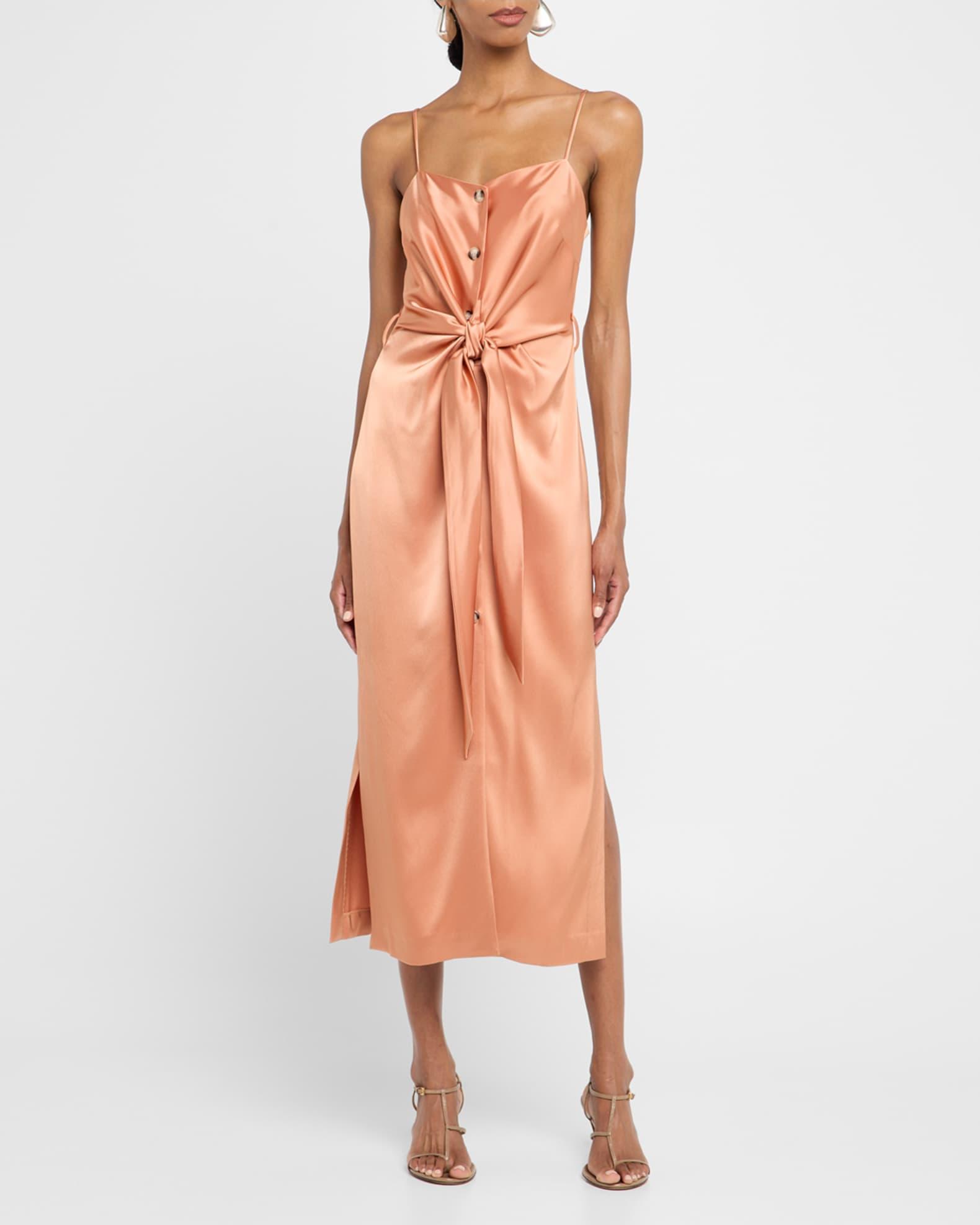 Sayan Draped Satin Midi Dress Product Image