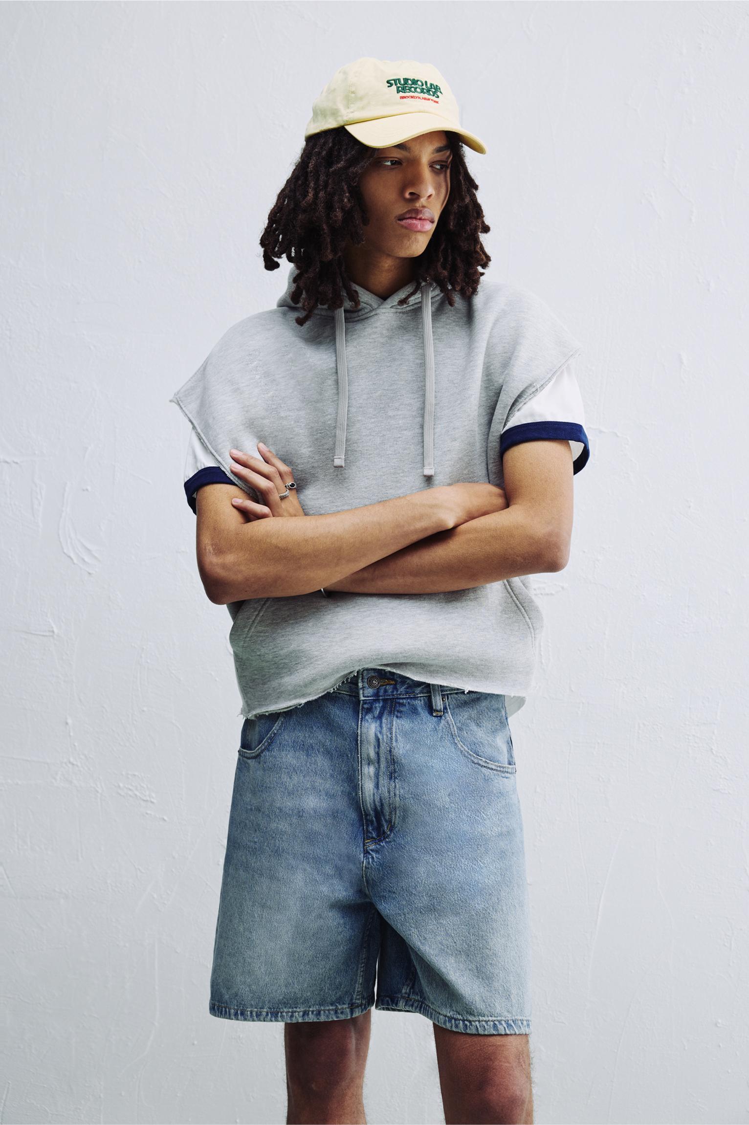 Denim short fit Bermuda shorts Product Image