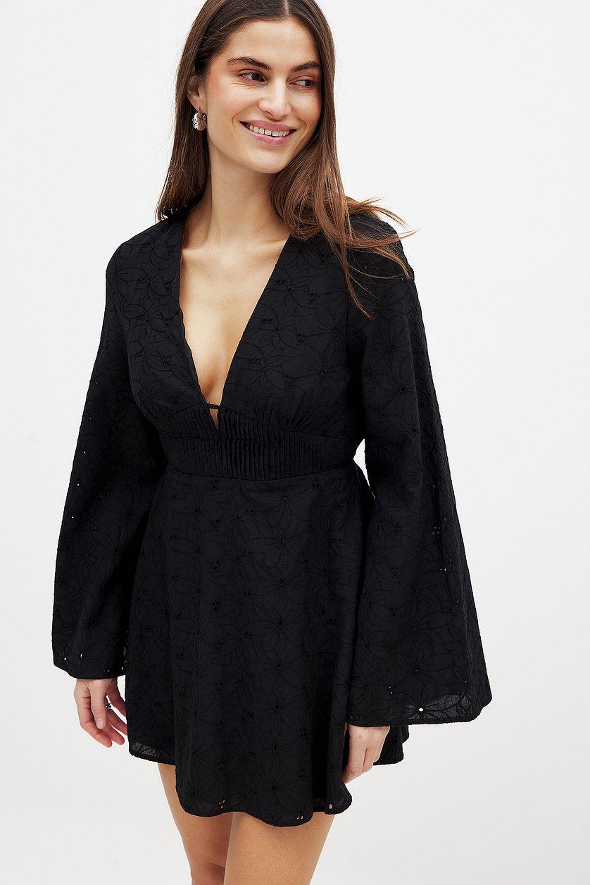 Anglaise Trumpet Sleeve Mini Dress Product Image