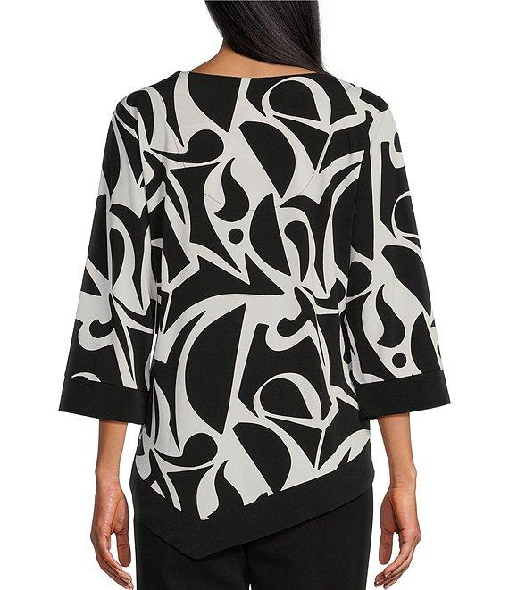 Allison Daley 3/4 Sleeve Keyhole Neck Asymmetric Hem Knit Top Product Image