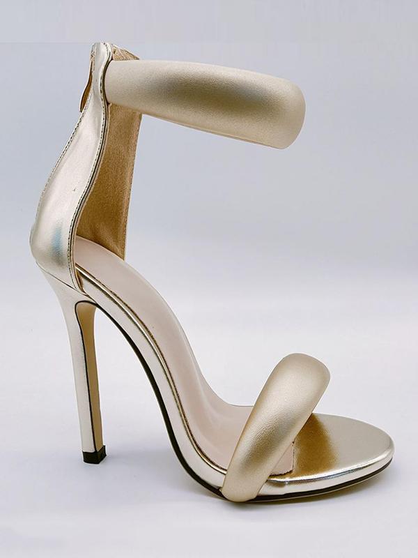 Open Toe Shiny Zipper Pumps Sandals Product Image