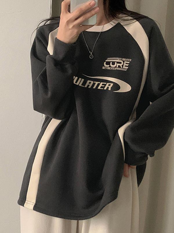 Retro Sports Style Contrasting Letters Sweatshirts Product Image