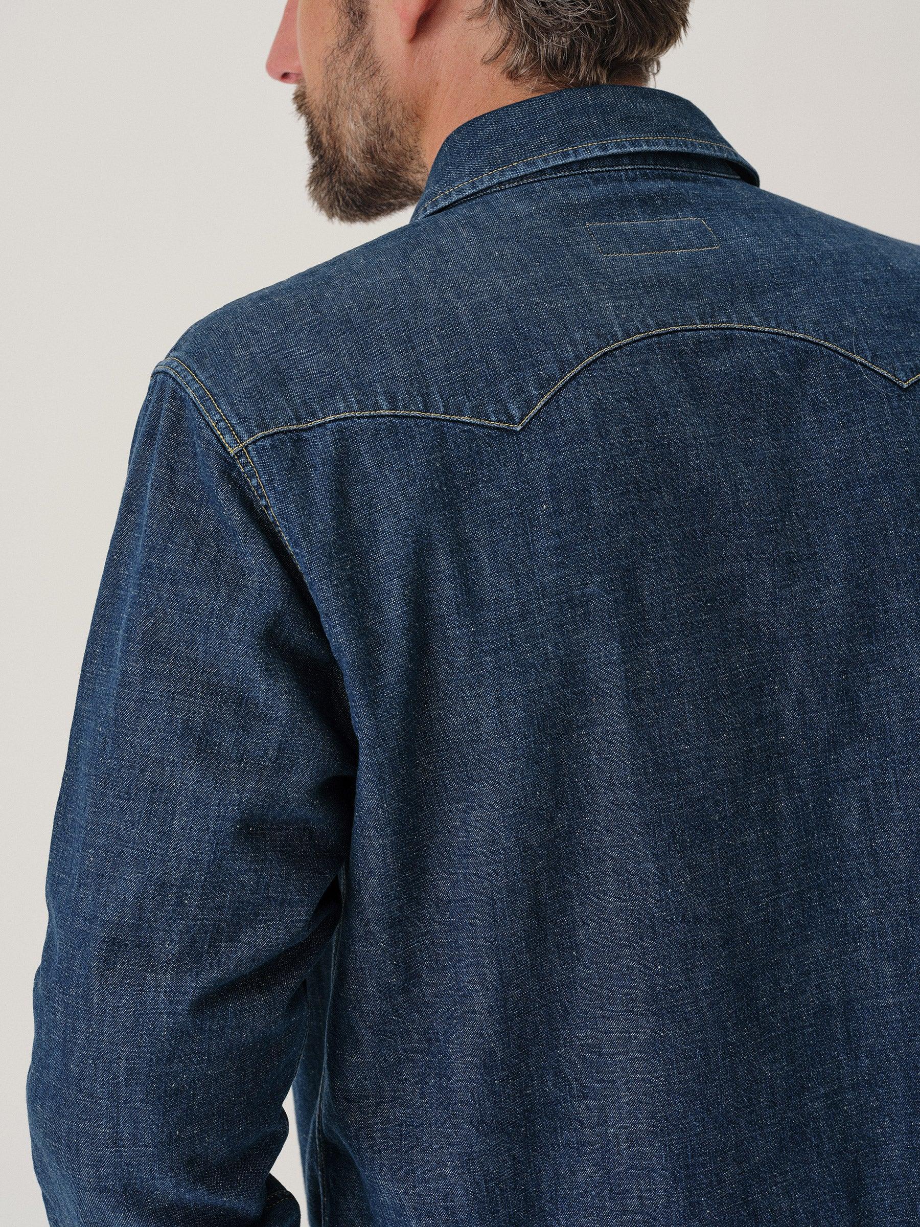 D033 Nep Denim Point Rider Western Shirt Product Image