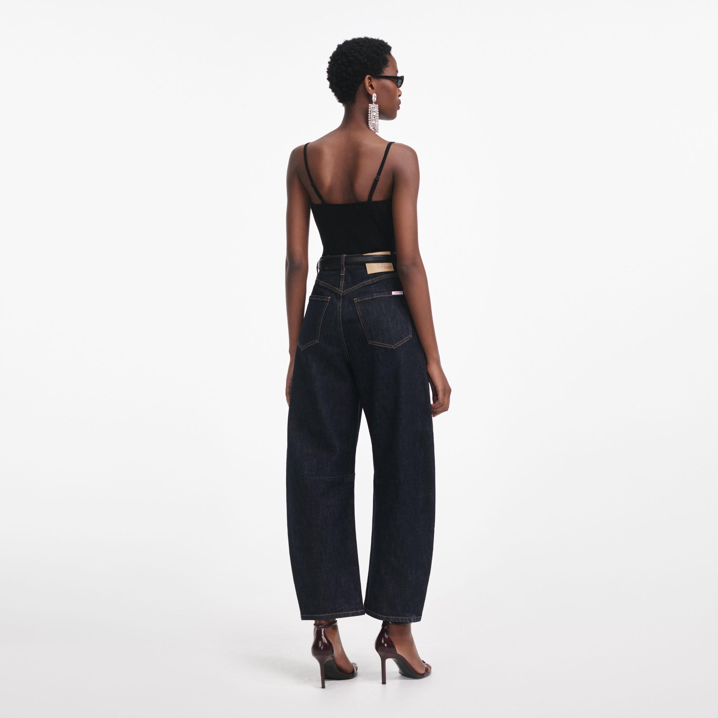 Black Lace Trim Rib Knit Top Product Image