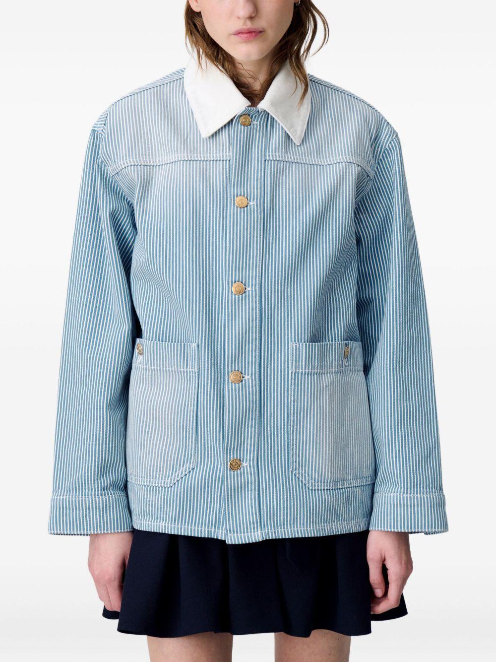 striped denim jacket Product Image
