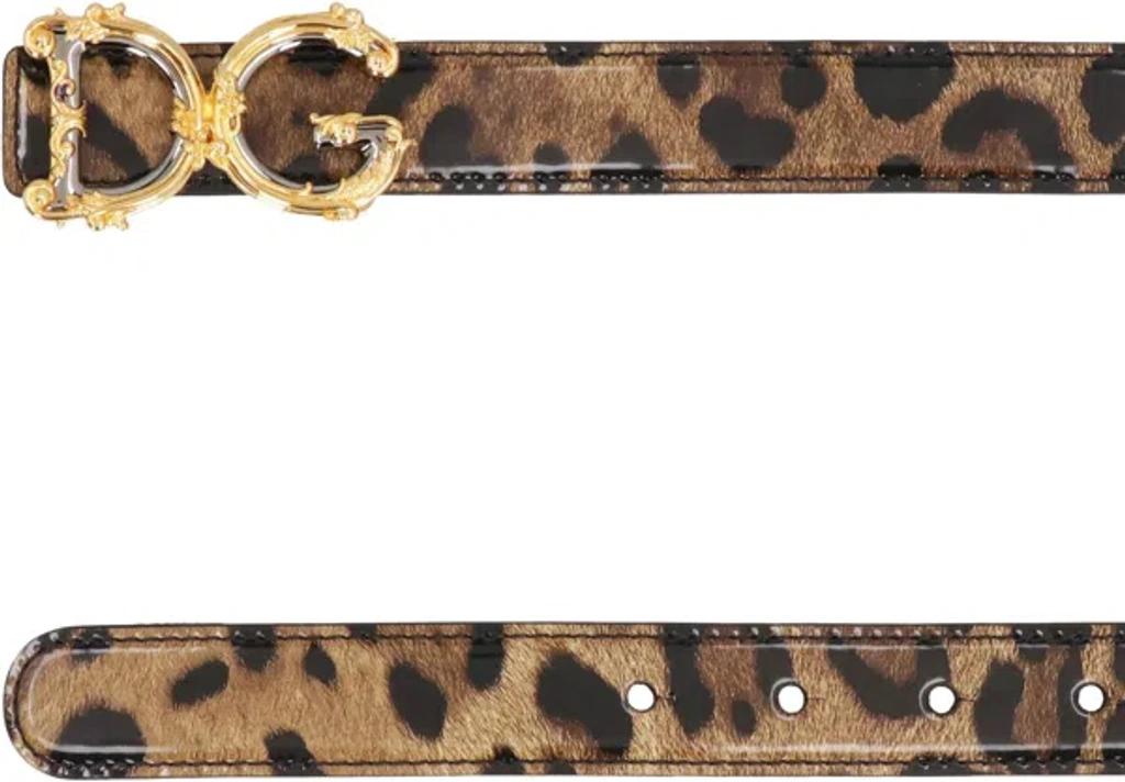 DOLCE & GABBANA Dg Leopard-print Patent Leather Belt In Multi Product Image