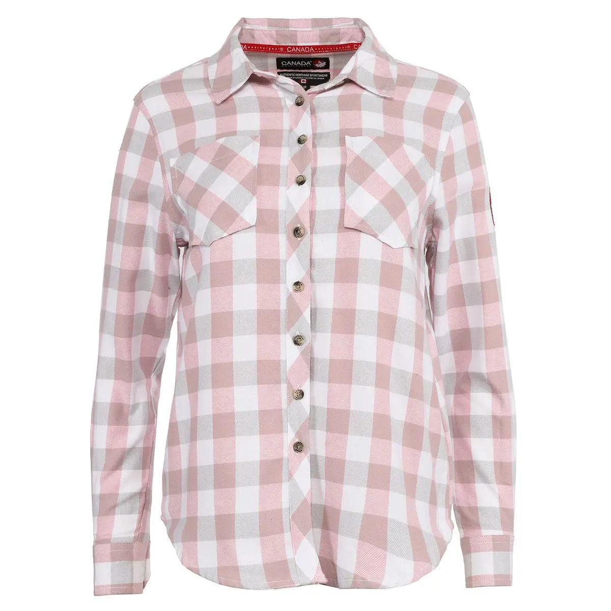 Canada Weather Gear Women's 2 Pocket Plaid Button Up Long Sleeve Shirt Product Image