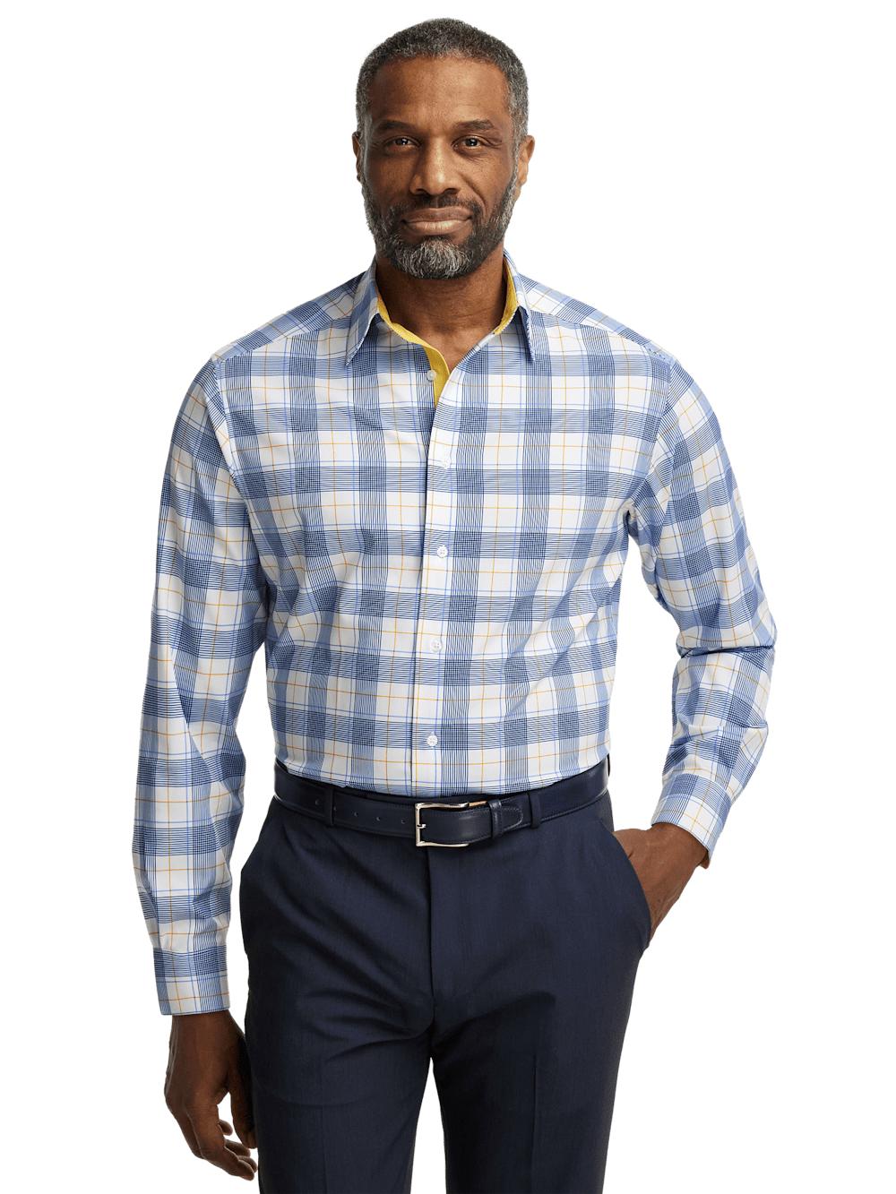 Performance Stretch Check Casual Shirt - Blue/yellow Product Image