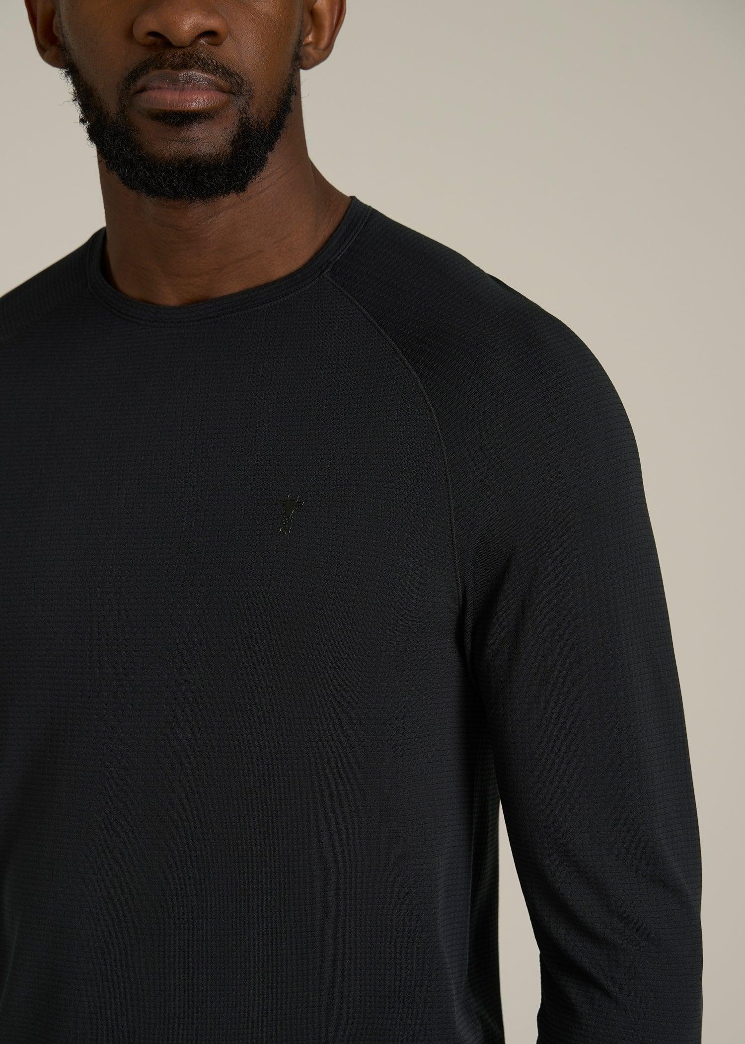 Long Sleeve Vented Training Top for Tall Men in Black Male Product Image