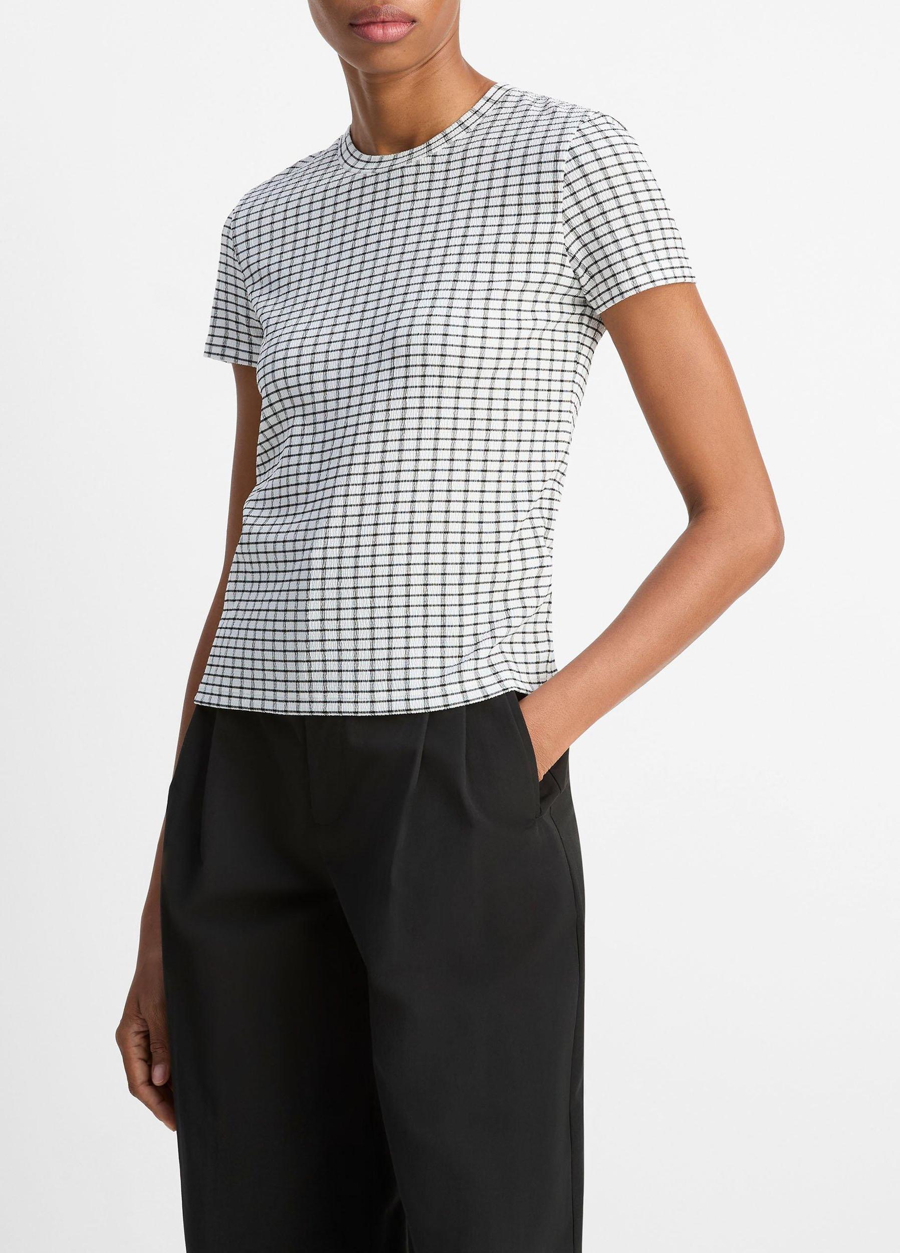Checked Smocked T-Shirt Product Image