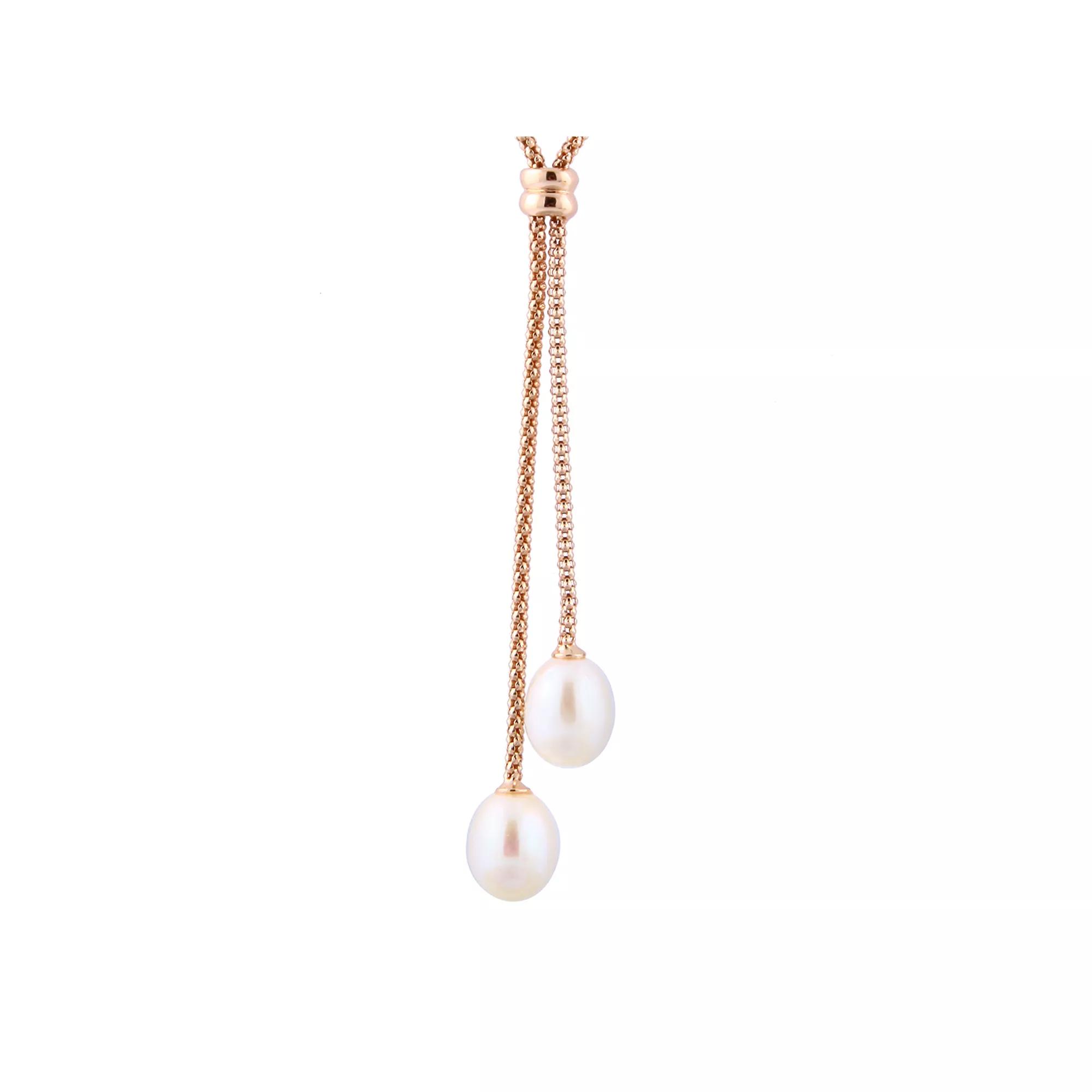 Freshwater Cultured Pearl Double Drop Necklace, Women's, Size: 16", 14k Rose Gold Plated Product Image