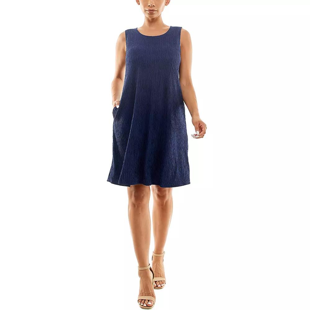 Women's Nina Leonard Sleeveless Textured Trapeze Dress, Size: Medium, Blue Product Image