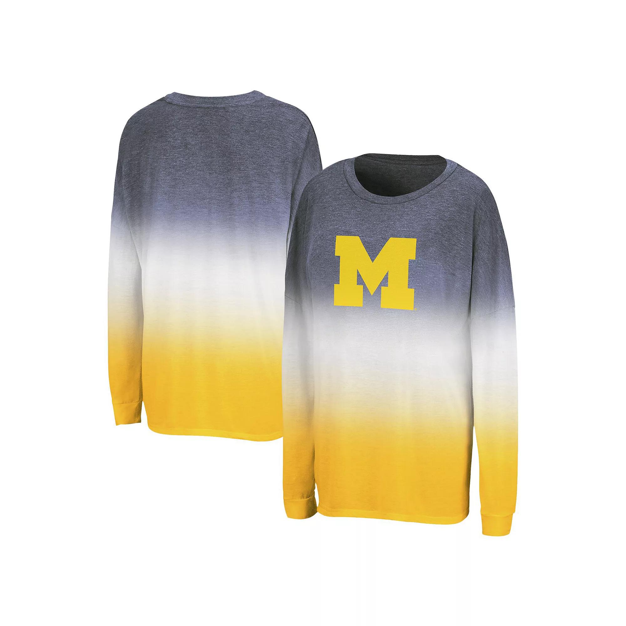 Women's Colosseum Navy Michigan Wolverines Winkle Dip Dye Long Sleeve T-Shirt, Size: XL, Blue Product Image