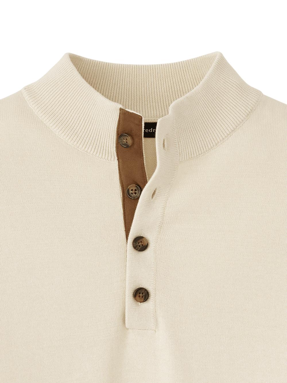 Supima Cotton Four Button Mock Neck Sweater - Ivory Product Image
