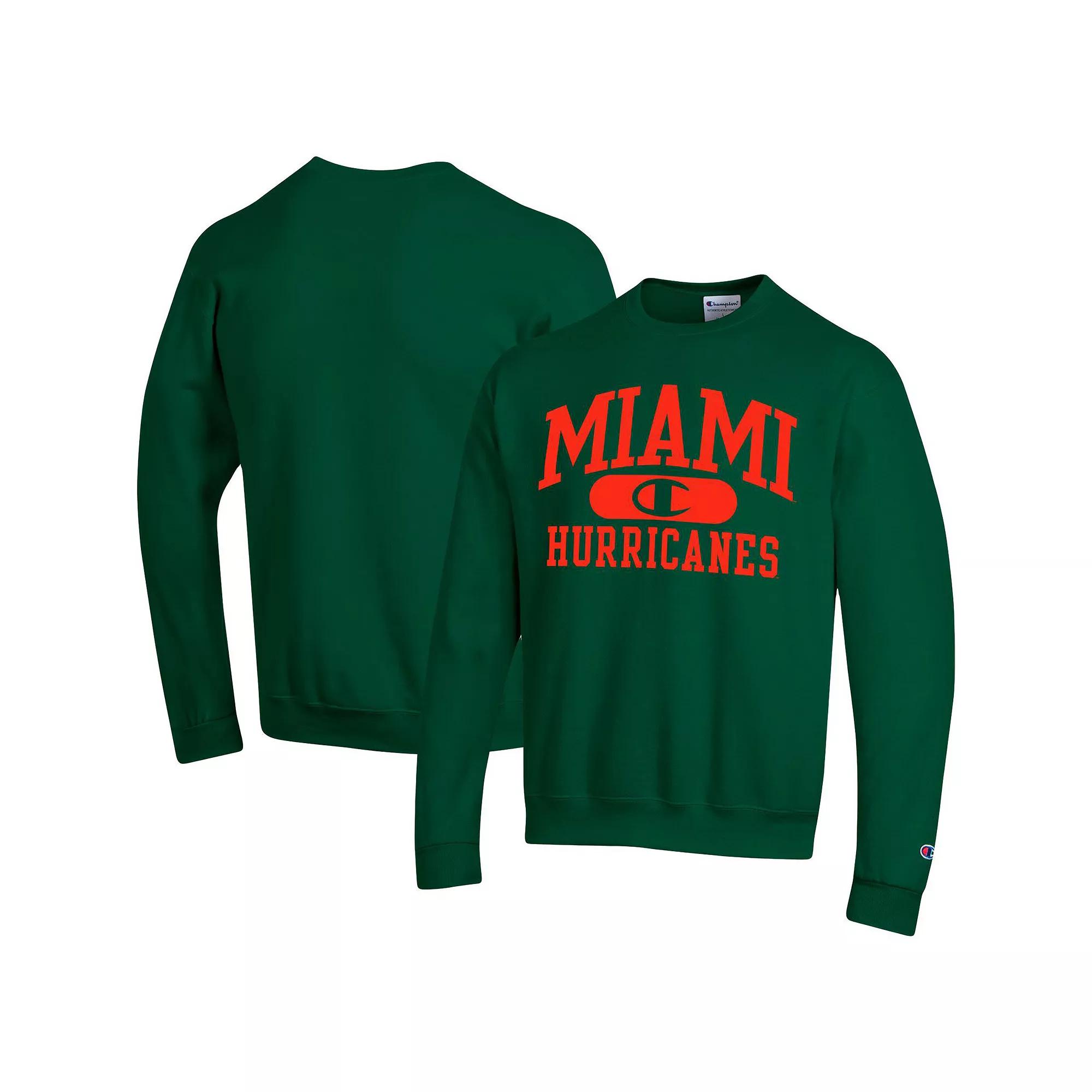 Men's Champion Green Miami Hurricanes Arch Pill Sweatshirt, Size: XL Product Image