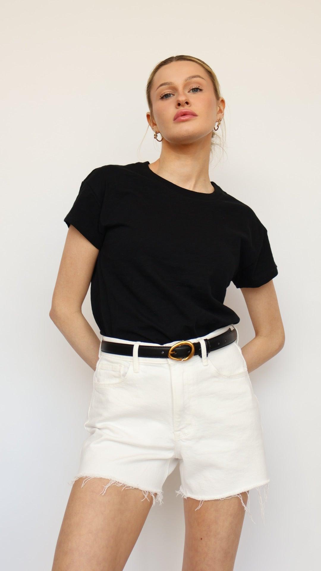 Stretchy High Rise White Denim Shorts Product Image