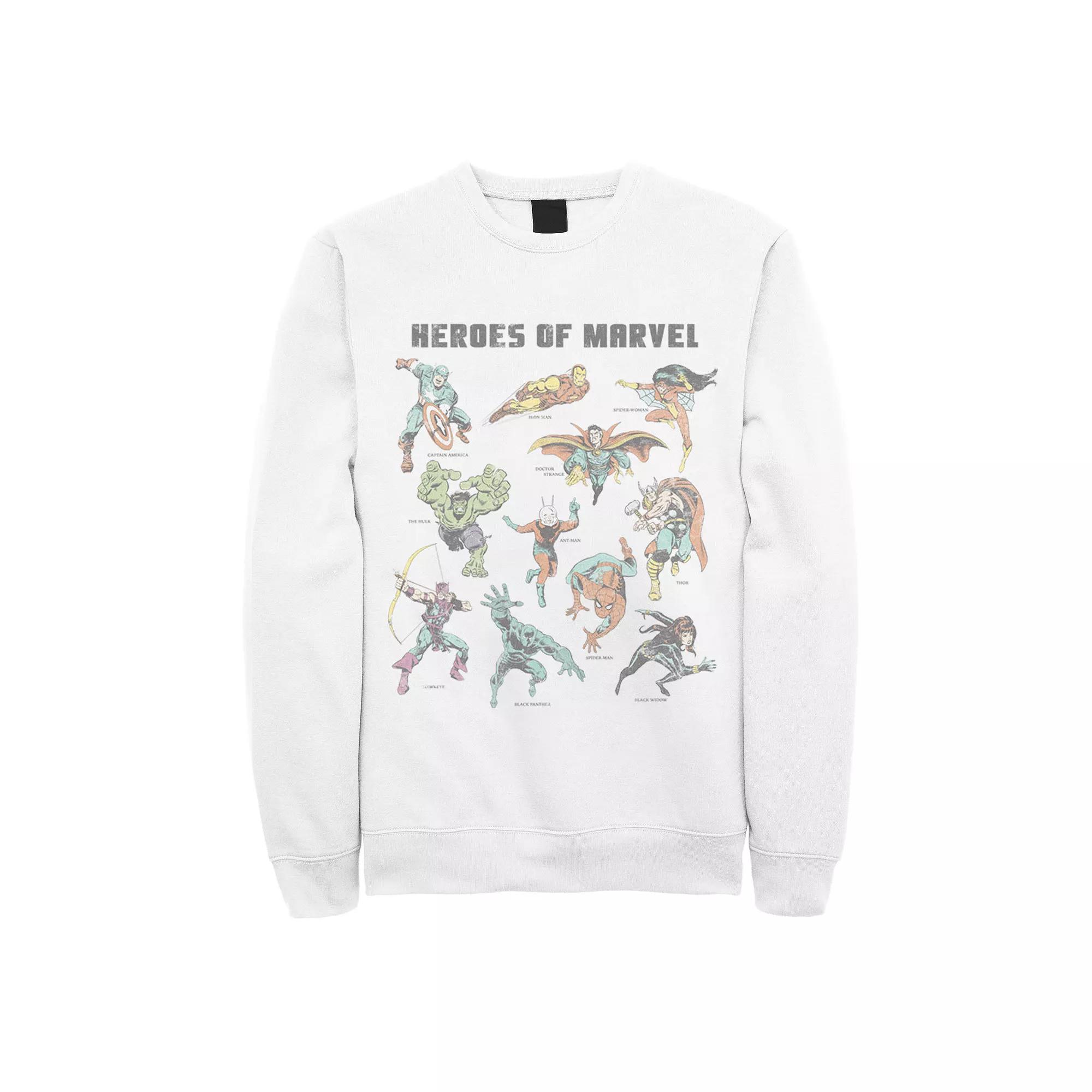 Men's Marvel Textbook Heroes Sweatshirt, Size: Small, White Product Image