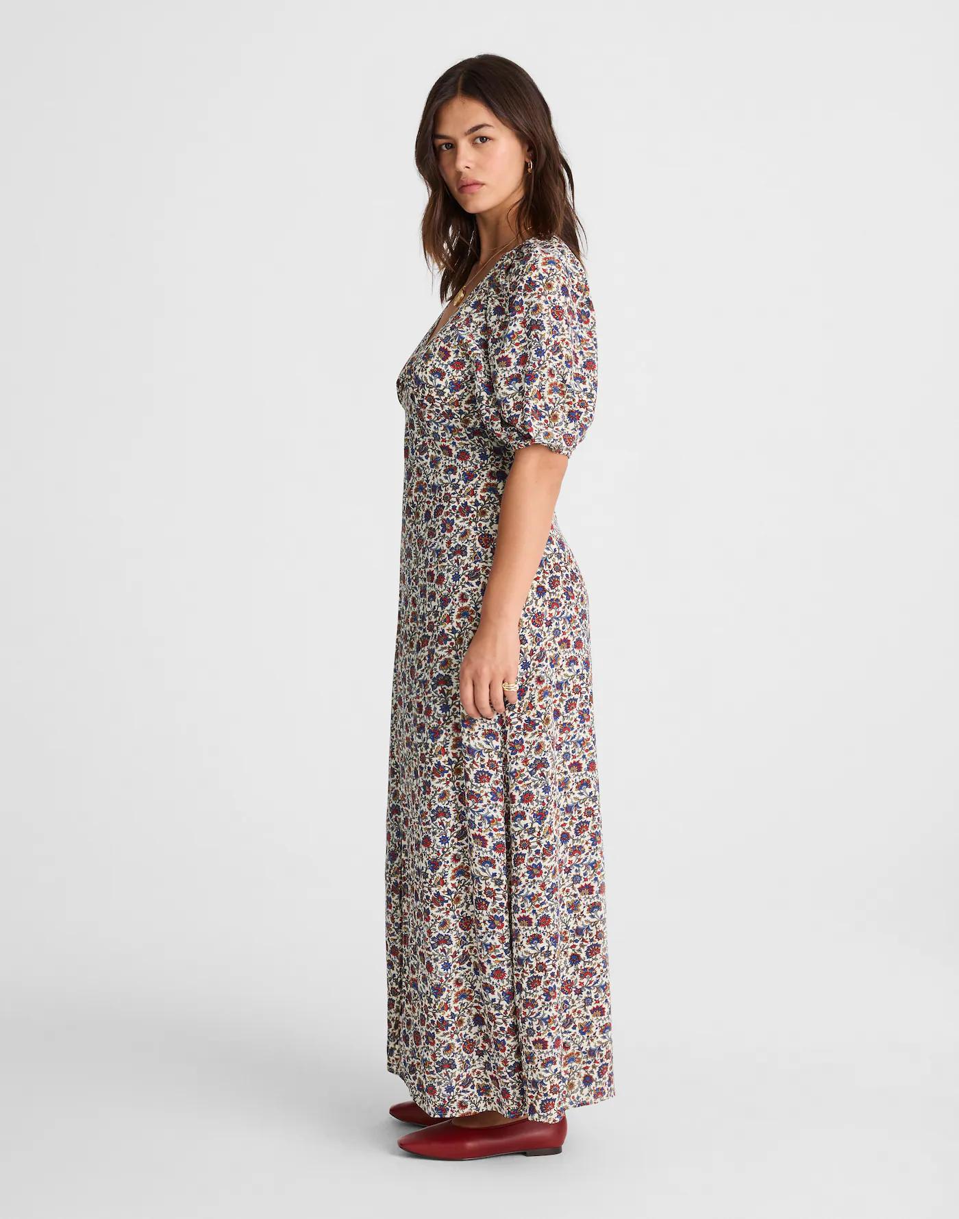Puff-Sleeve Empire Maxi Dress in Floral Product Image