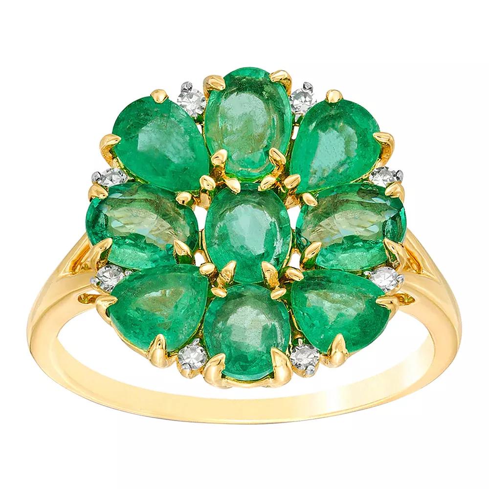 Gemminded 10k Gold Emerald & Diamond Accent Ring, Women's, Size: 5 Product Image