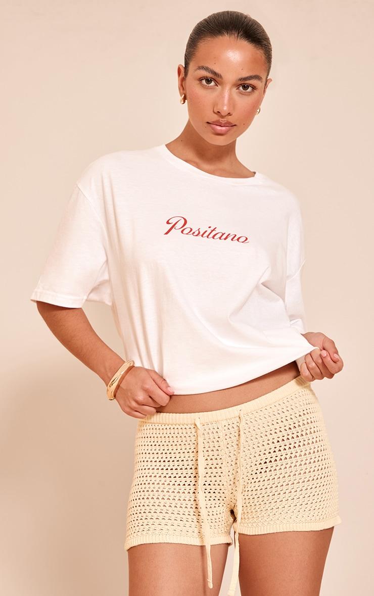  Lemon Fine Crochet Knit Drawstring Shorts Product Image