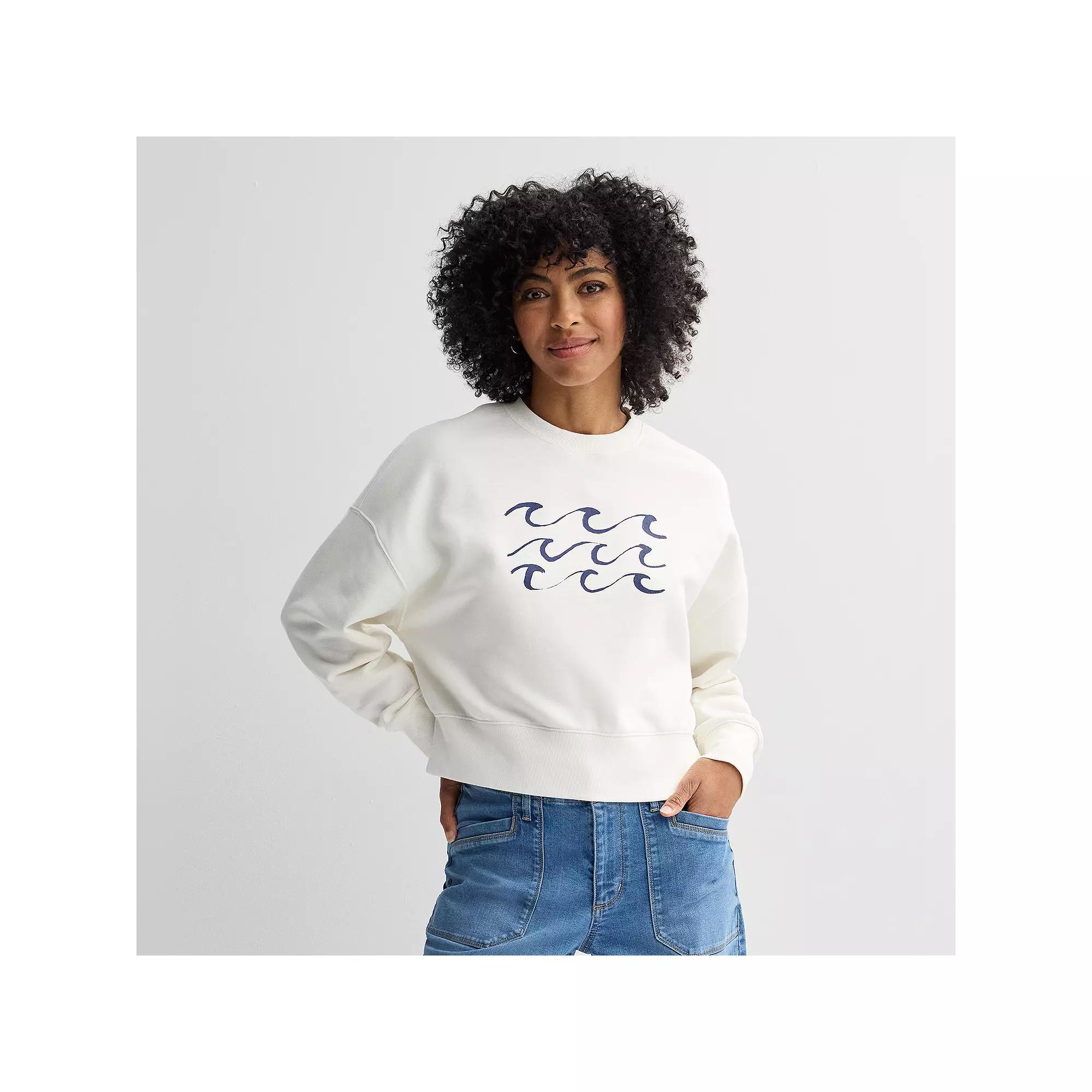 Women's Sonoma Goods For Life® Boxy Crewneck Graphic Sweatshirt, Size: XL, Blue Wave Graphic Product Image
