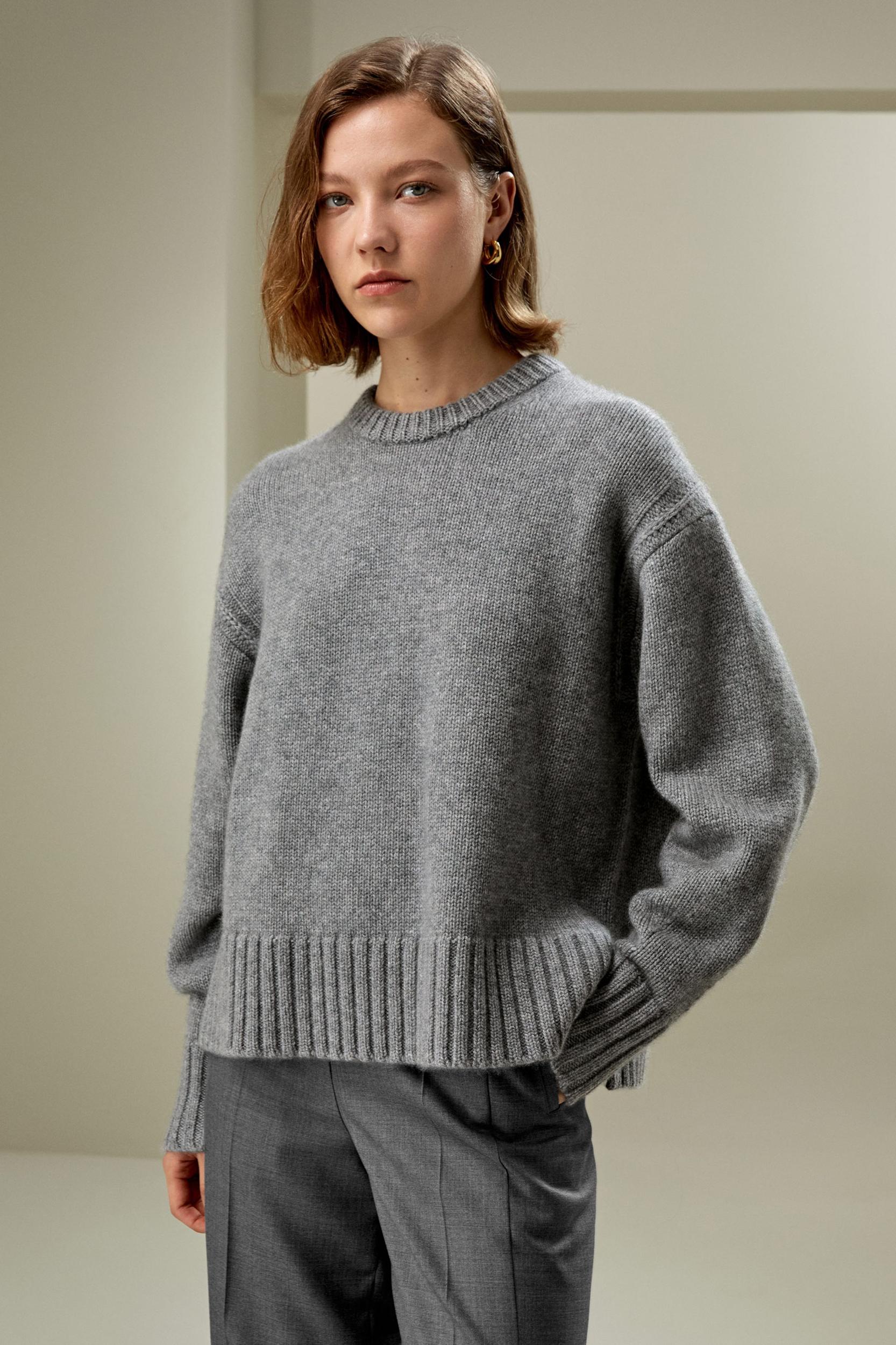 Boxy Crewneck Cashmere Sweater Product Image