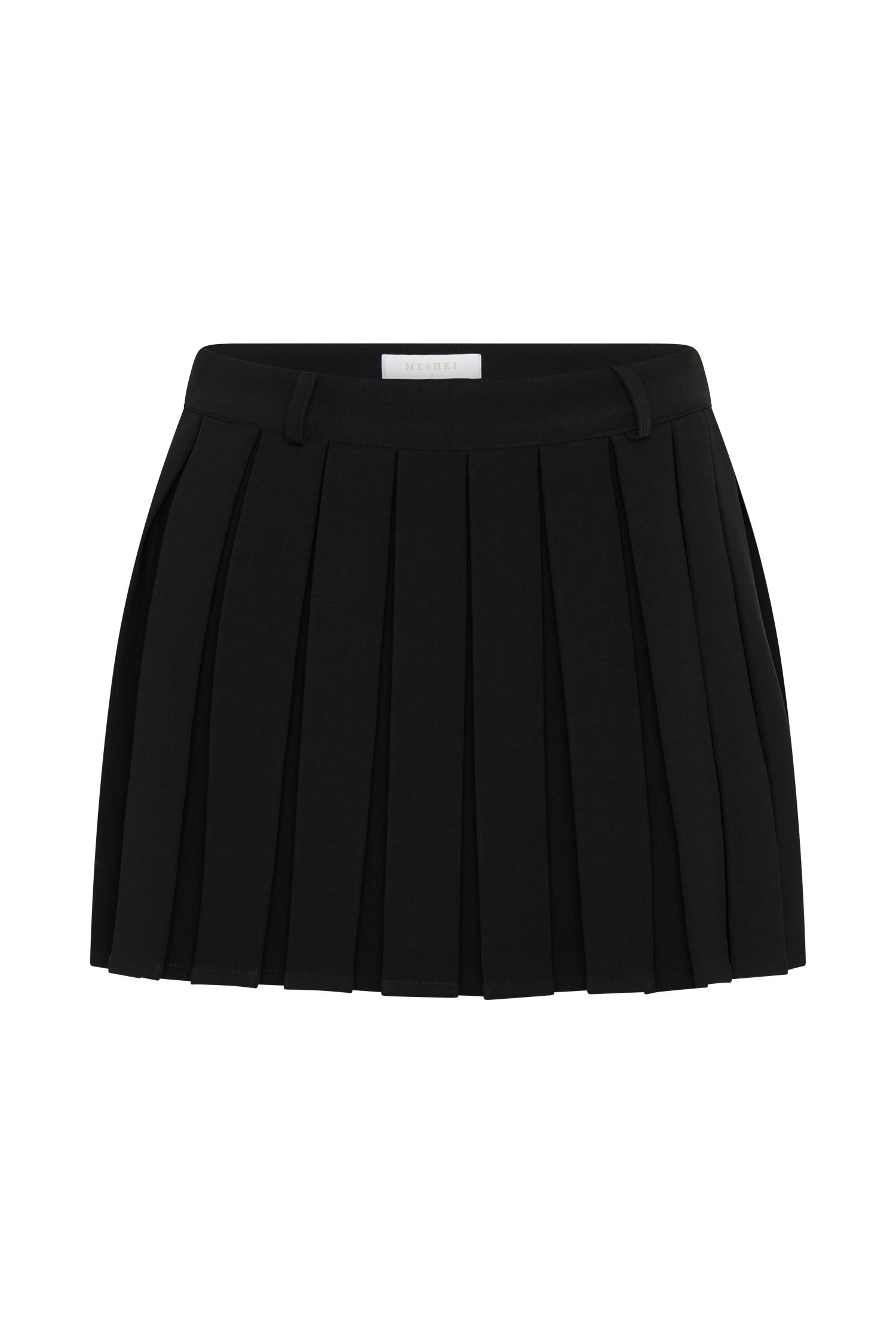Mura Pleated Mini Skirt - Black Product Image