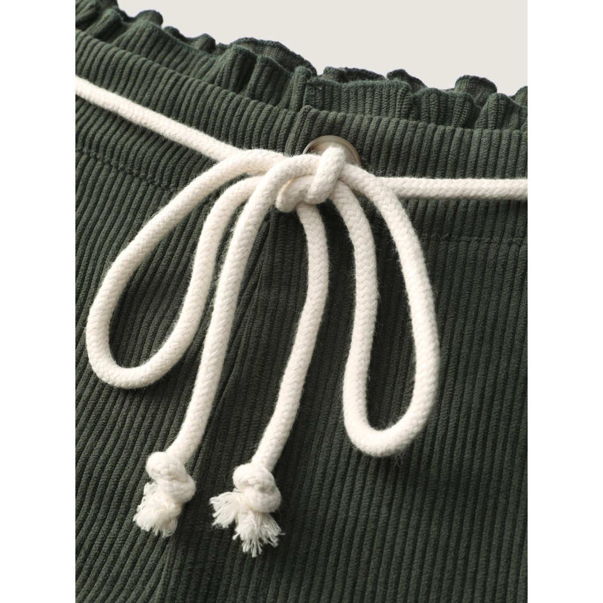 Plus Size Textured Drawstring Waist Pleated Pants Women DarkSlateGray Leisure Loose Mid Rise Casual Pants BloomChic 22-24/3X Product Image