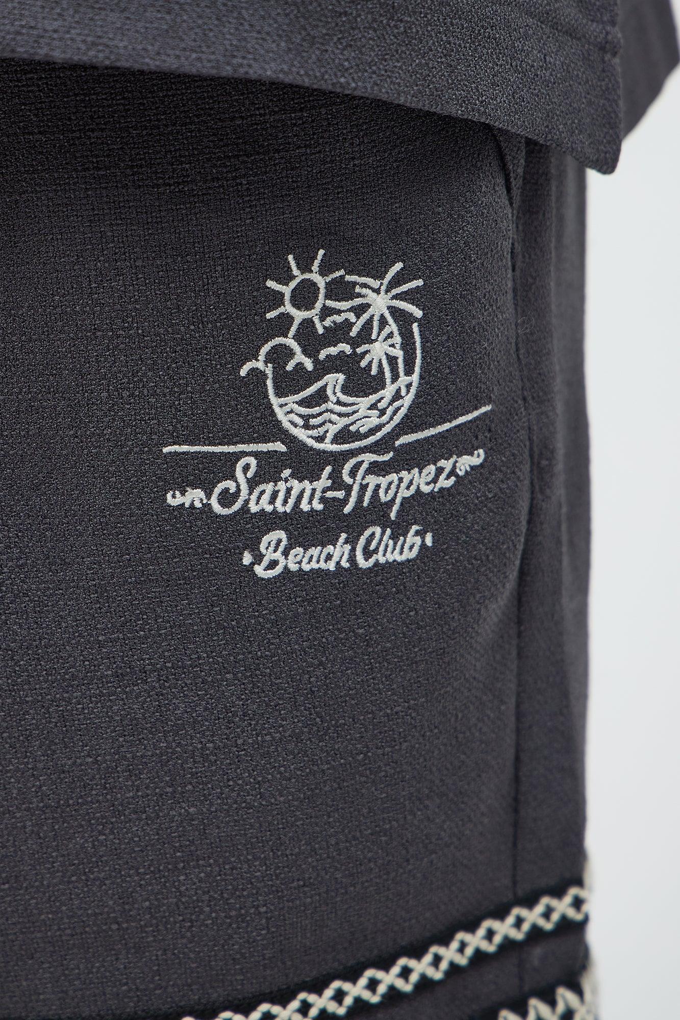 Saint Tropez Beach Club Linen Like Relaxed Short - Black Product Image