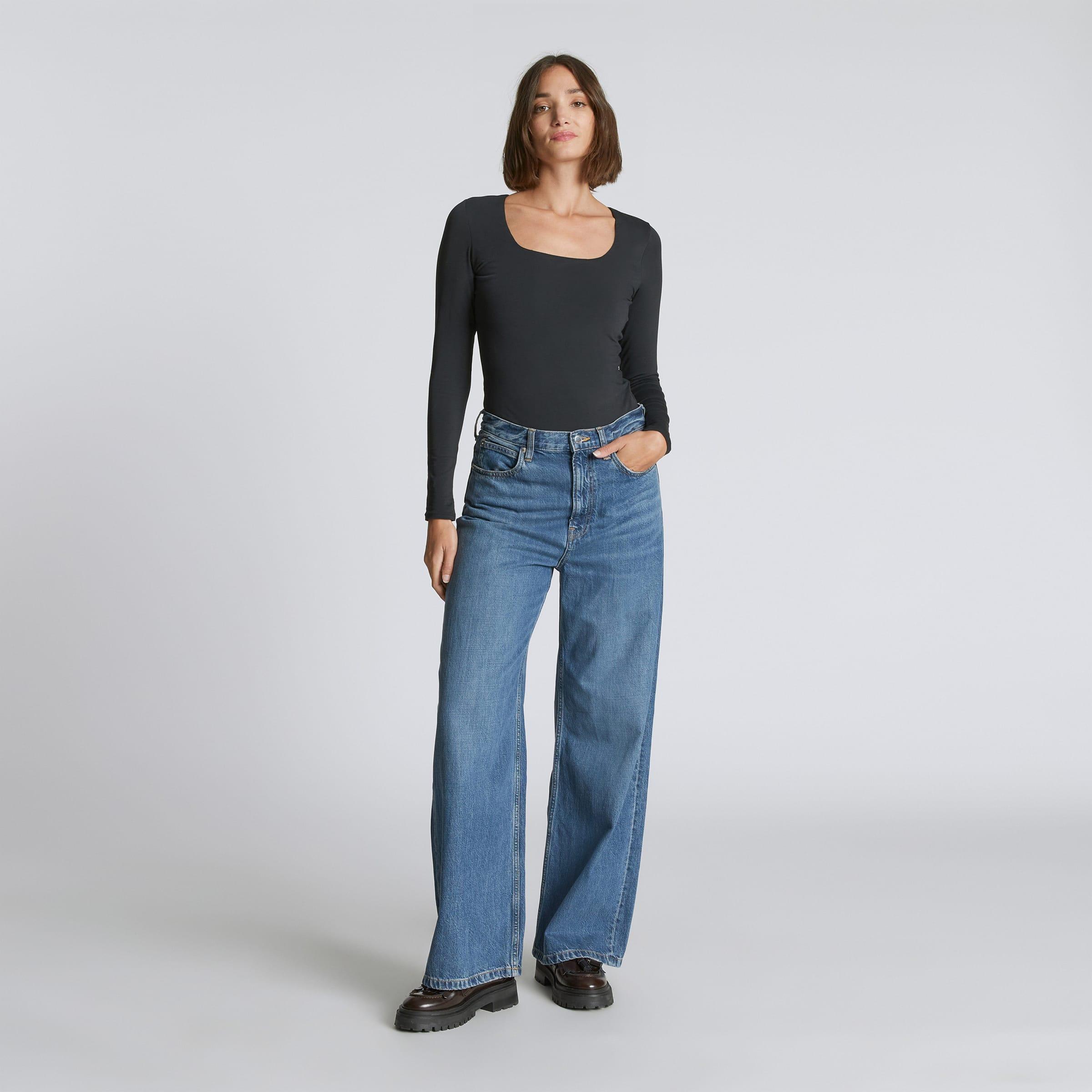 Womens Long-Sleeve Supima Square-Neck Bodysuit by Everlane Product Image