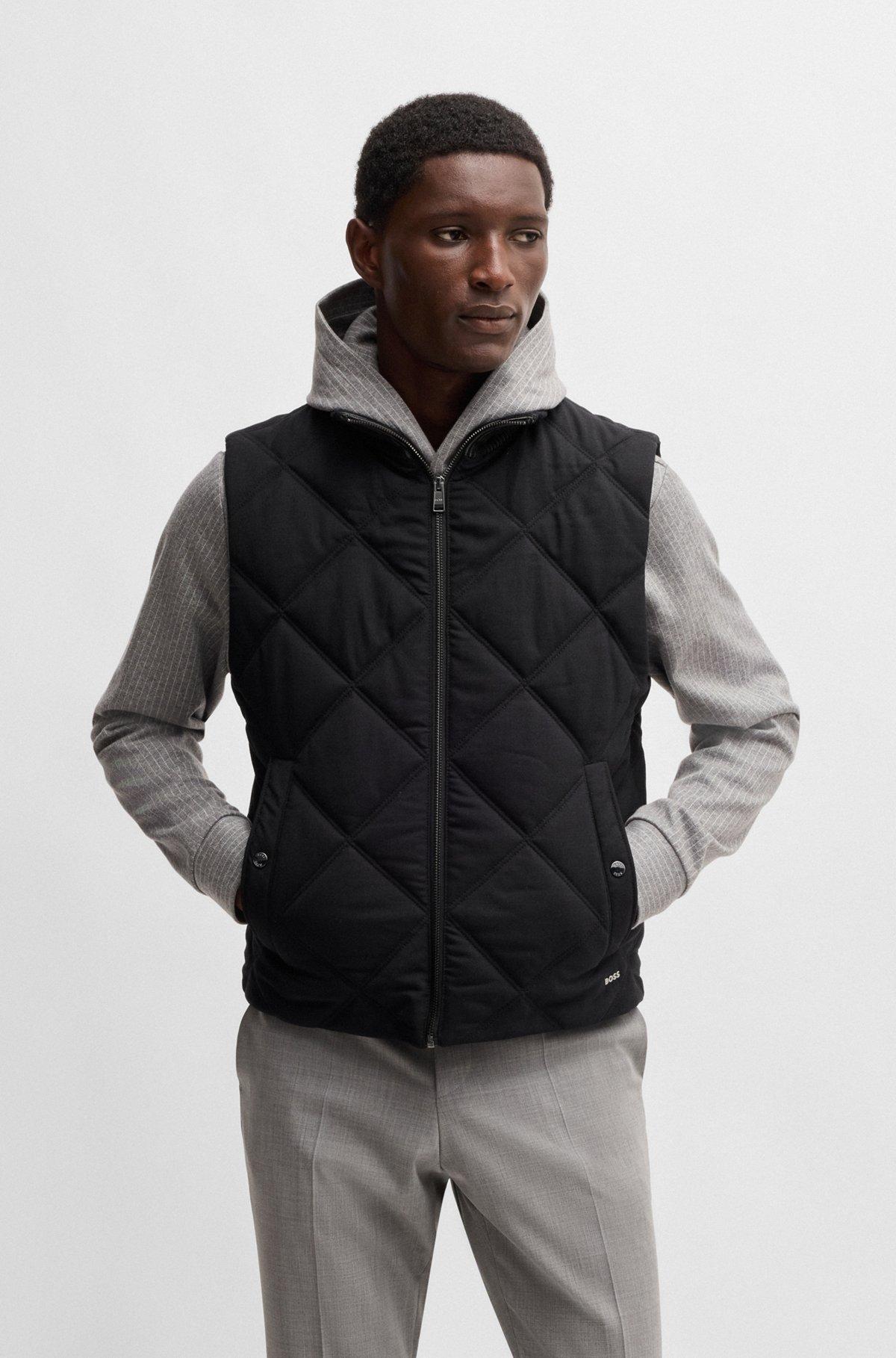 Diamond-quilted gilet with ribbed-cotton trims Product Image