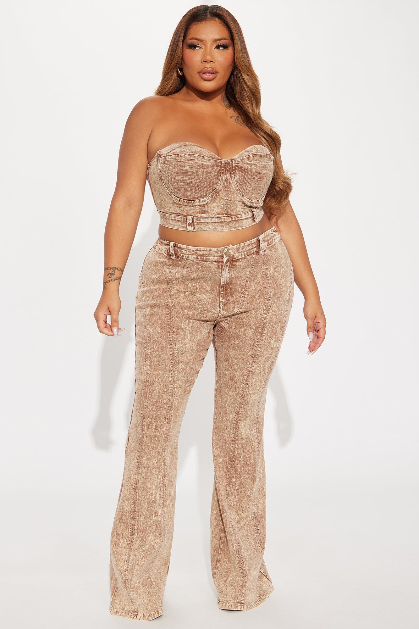 Bella Denim Pant Set - Camel Product Image