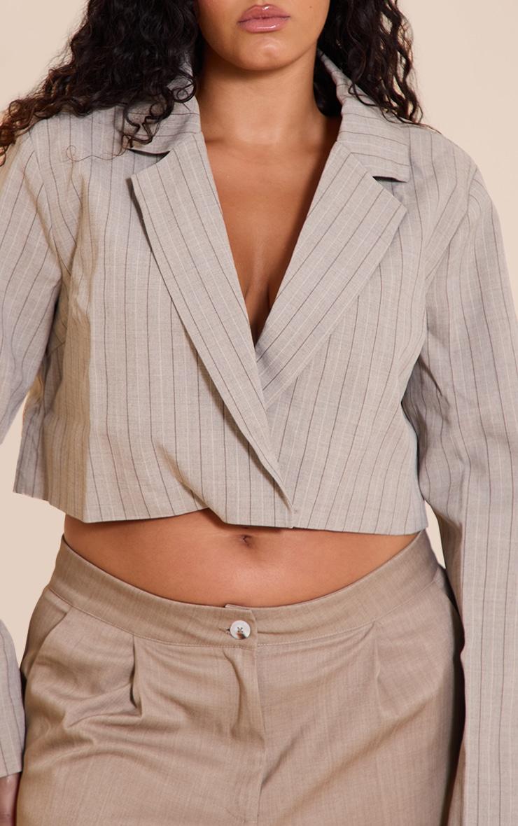 Plus Taupe Boxy Cropped Blazer Product Image